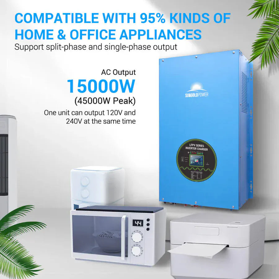SunGoldPower 15000W 48V Split Phase Pure Sine Wave Solar Inverter Charger