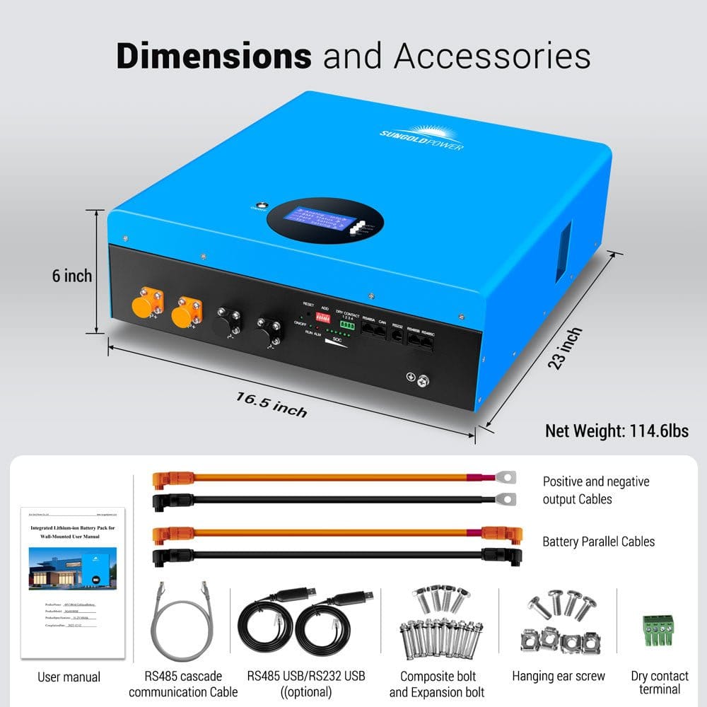 SunGoldPower 2× 5.12kWh Powerwall LiFePO4 Lithium Battery SG48100M