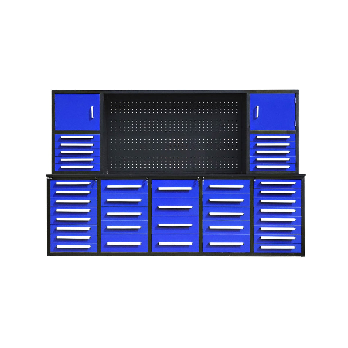 Chery Industrial 10ft Workbench Cabinet (40 Drawers, 2 Cabinets & 1 Pegboard)