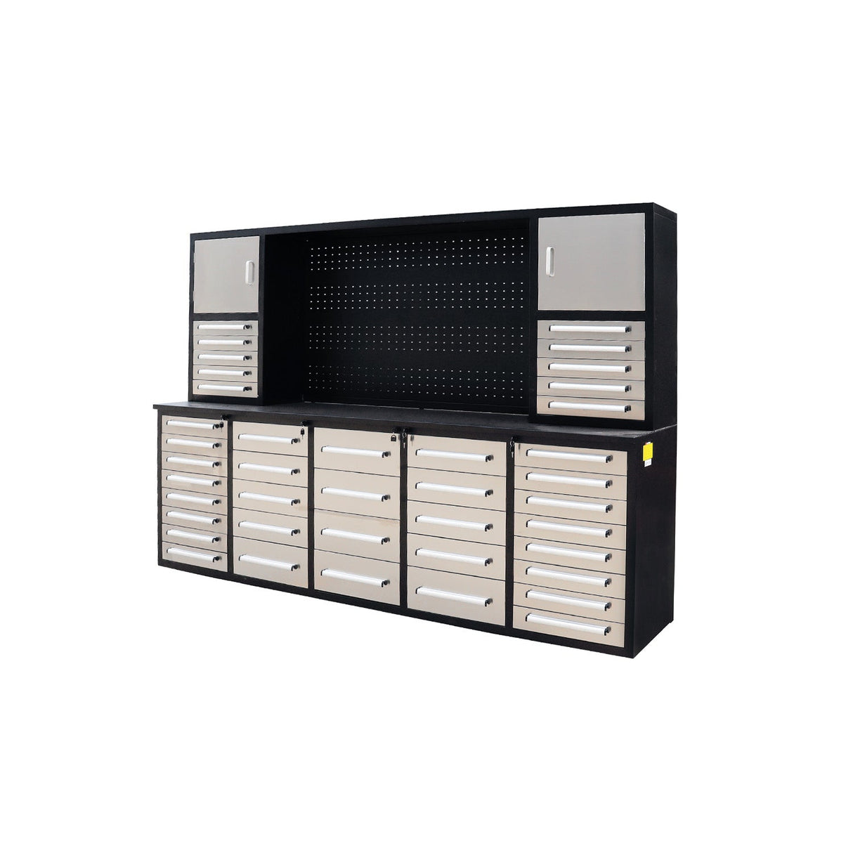 Chery Industrial 10ft Workbench Cabinet (40 Drawers, 2 Cabinets & 1 Pegboard)