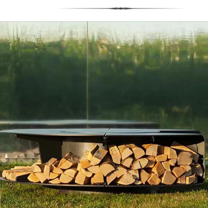 HearthArtSinn Volcano 14 Outdoor Stainless Gas Fireplace Steel Wood Fire Pit