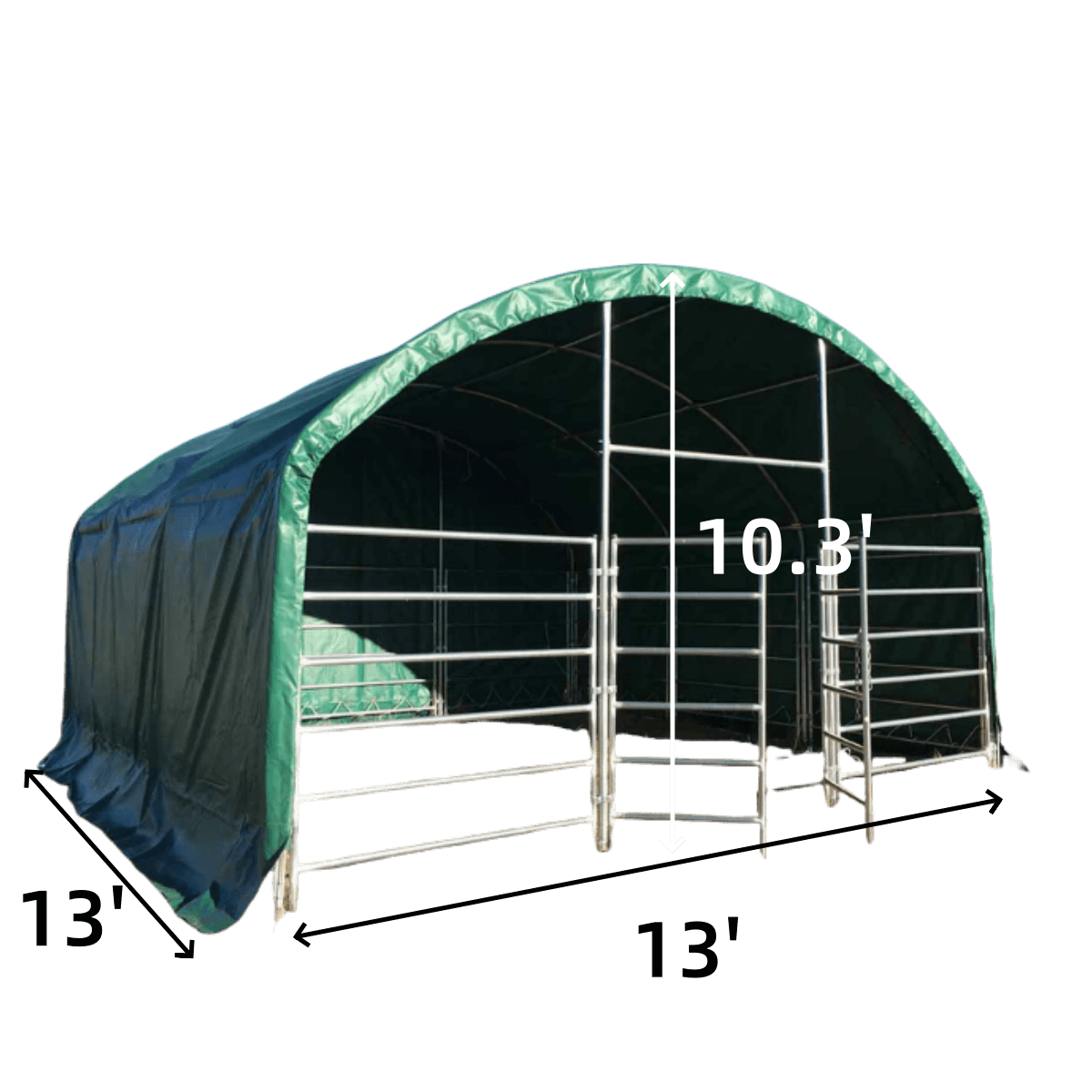 Chery Industrial 13' x 13' Livestock Corral Shelter with front door