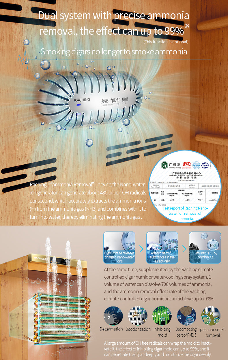 Raching MON5800A Premium Electronic Cigar Humidor with Ammonia Removal | 3000 Cigars