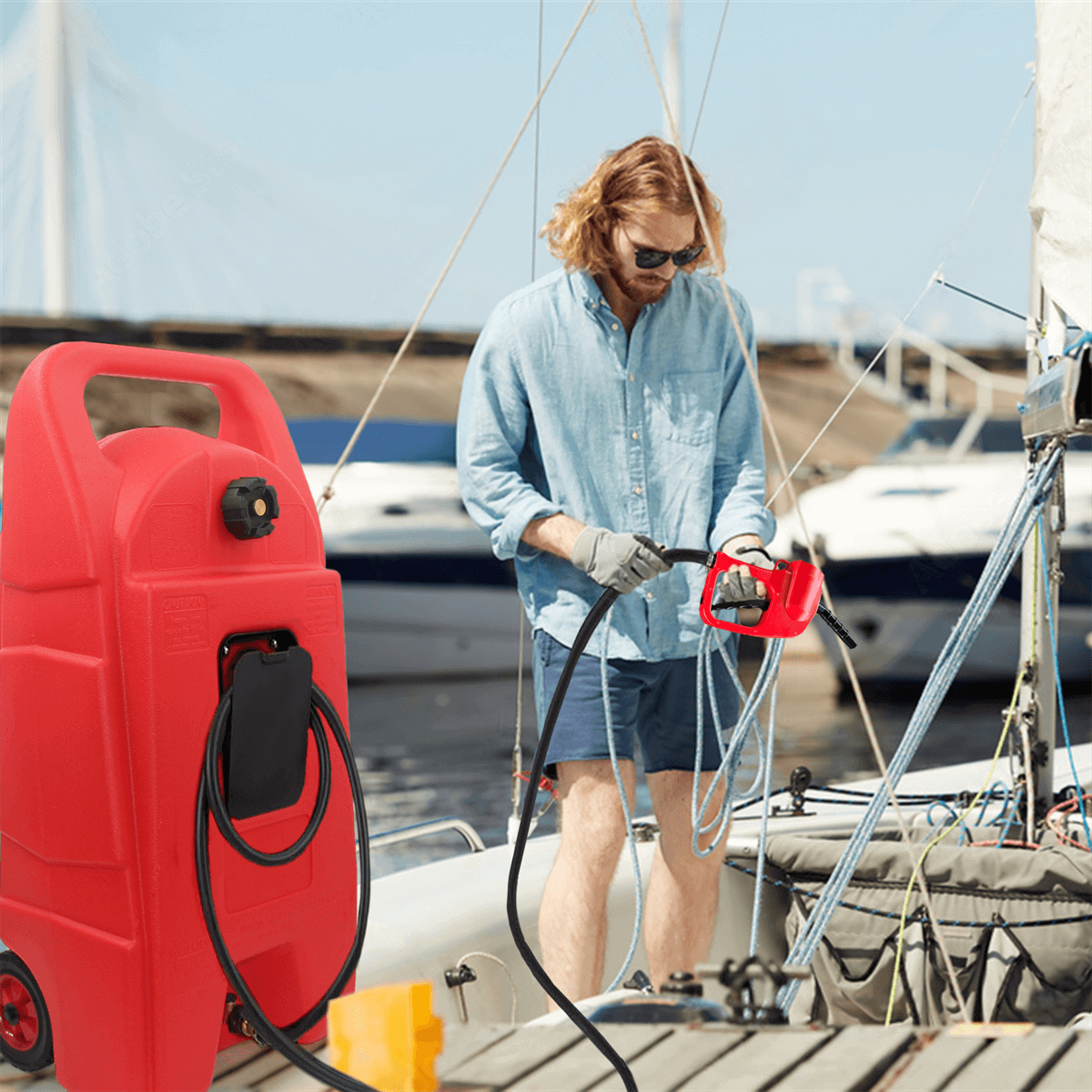 Chery Industrial 34 Gallon Gas Caddy With Wheels, Fuel Storage Tank