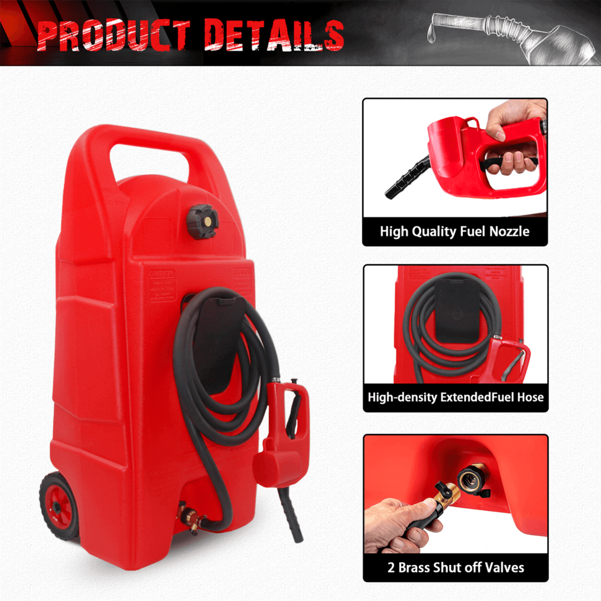 Chery Industrial 15 Gallon Gas Caddy with Wheels Fuel Storage Tank LIDFT5700RD01