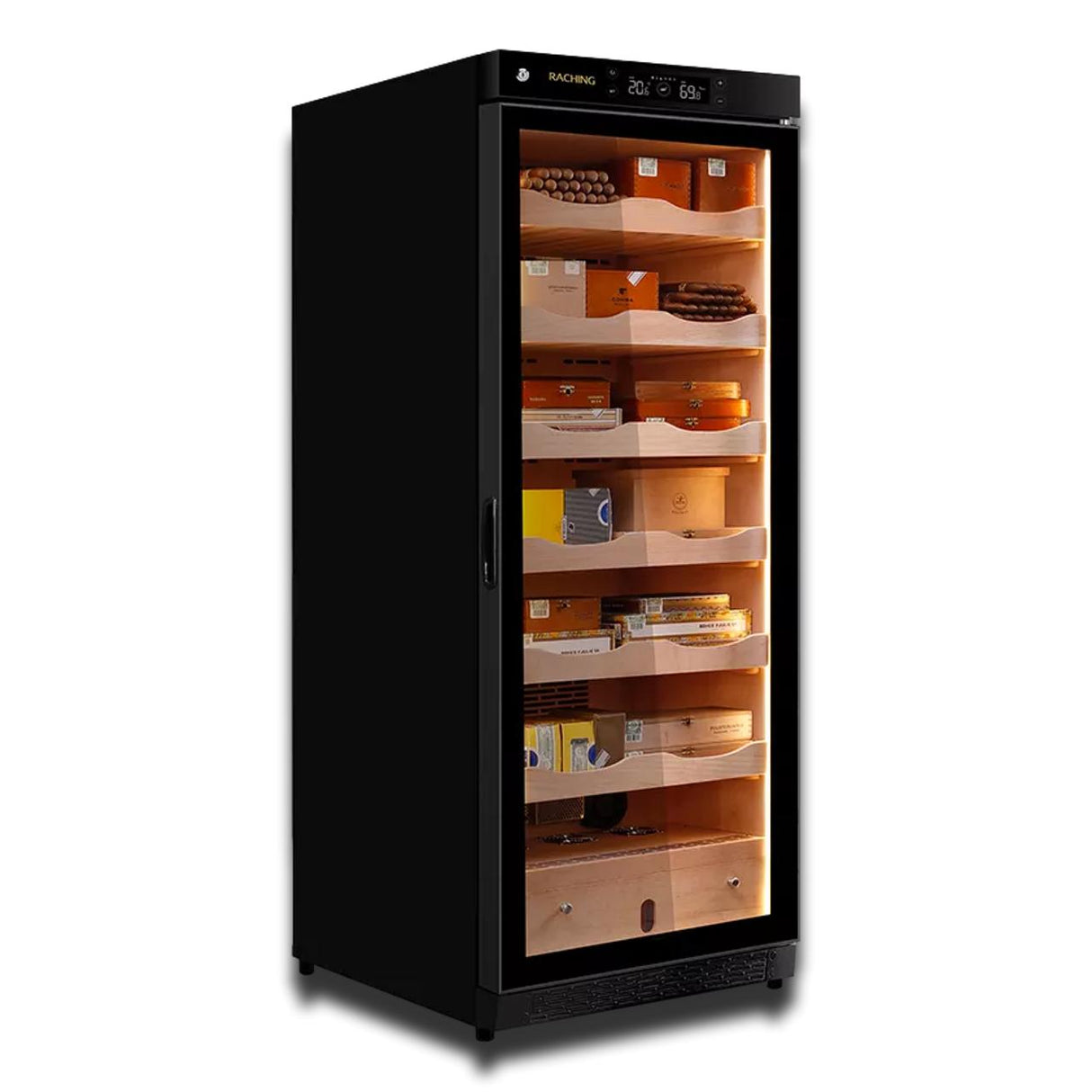 Raching C330A Electronic Humidor Cabinet Black With Canadian Cedar Shelves | 1300 Cigars