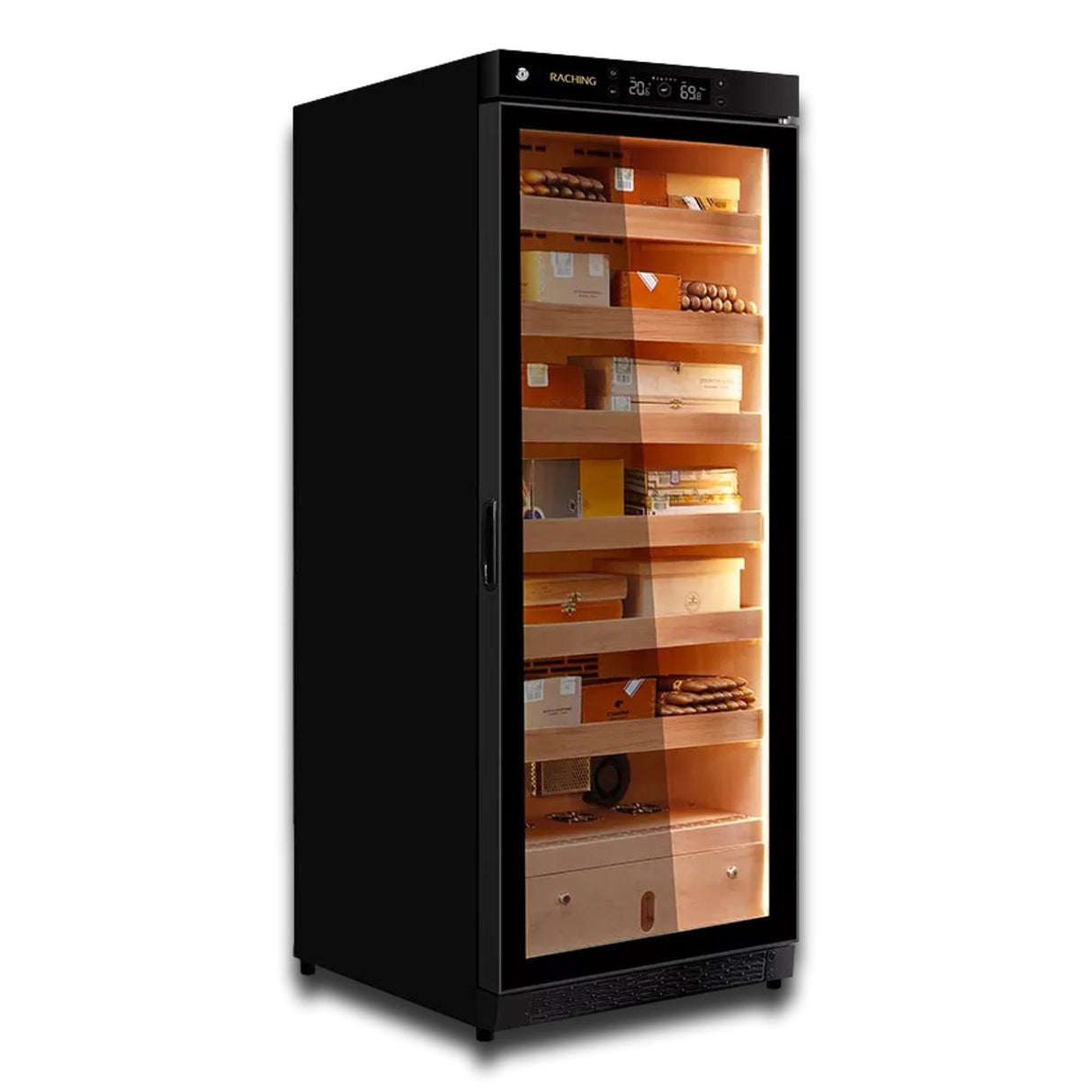 Raching C330A Electronic Humidor Cabinet Black With Canadian Cedar Shelves | 1300 Cigars