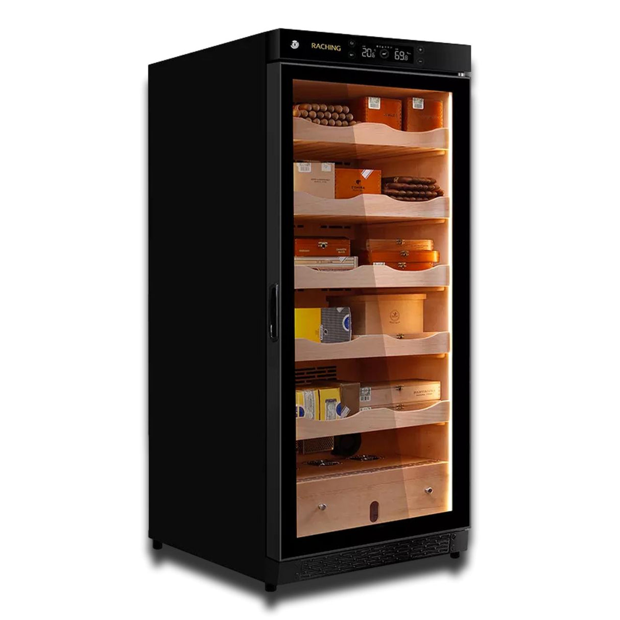 Raching C230A Electronic Humidor Cabinet Black With Canada Cedar Shelves | 900 Cigars