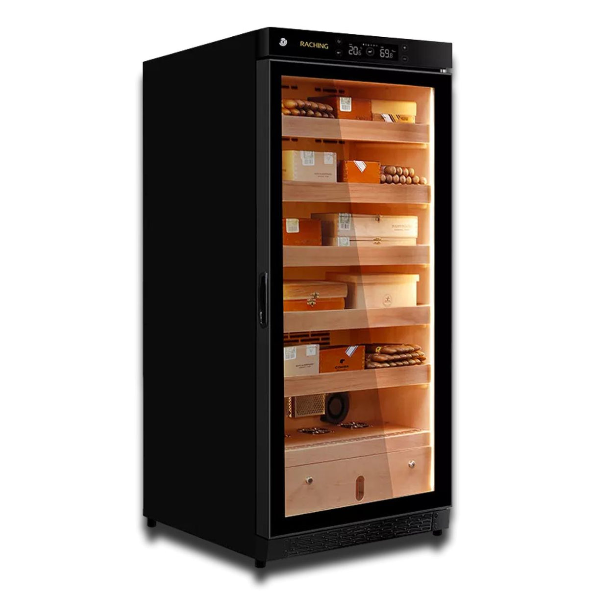 Raching C230A Electronic Humidor Cabinet Black With Canada Cedar Shelves | 900 Cigars