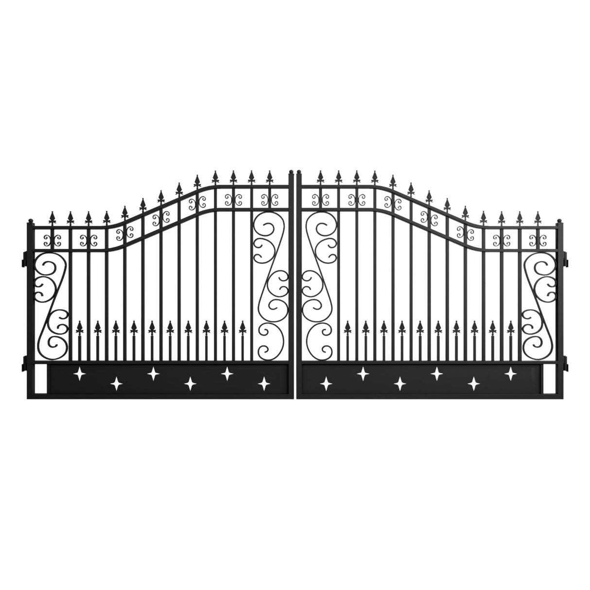 Chery Industrial 16x8 ft Dual Swing Driveway Gate with Star Pattern
