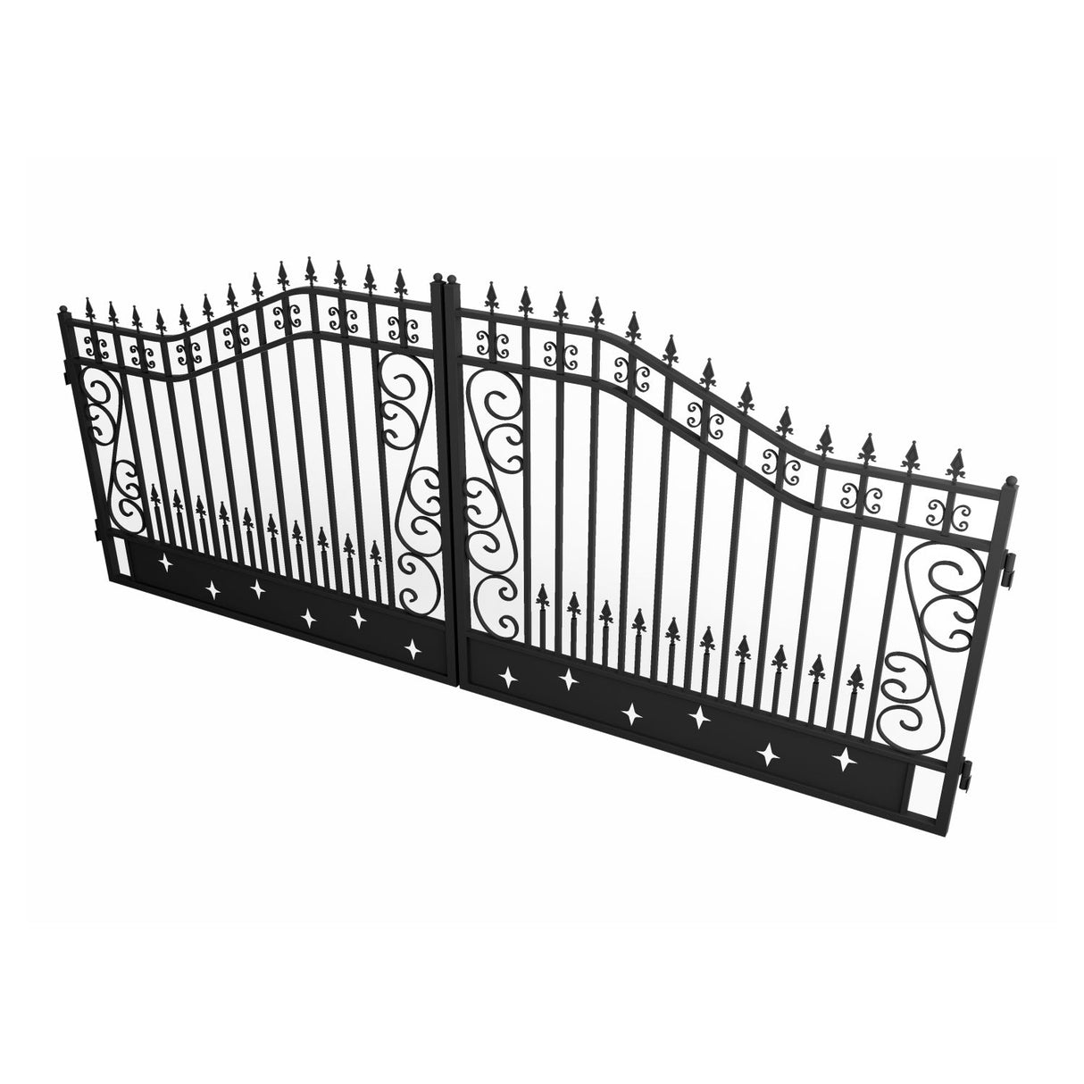 Chery Industrial 16x8 ft Dual Swing Driveway Gate with Star Pattern