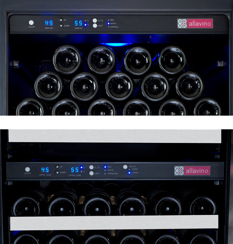 Allavino 47″ Wide FlexCount II Tru‑Vino 349 Bottle Three Zone Stainless Steel Side‑by‑Side Wine Refrigerator 3Z‑VSWR7772‑S20