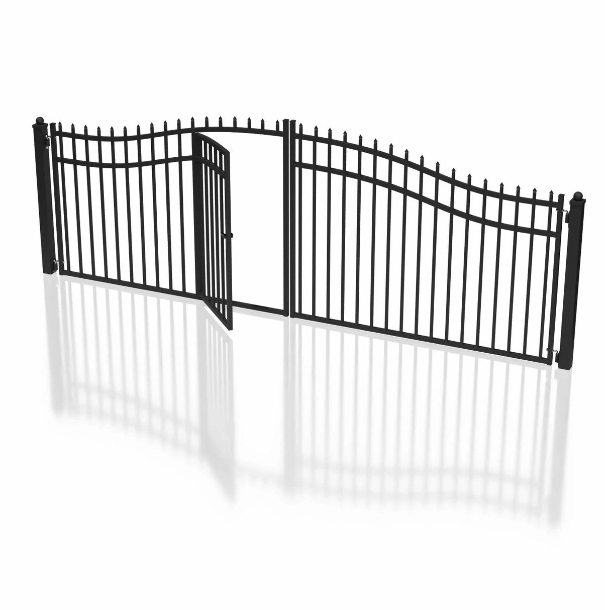 Chery Industrial 18’ x 7’ Steel Dual Swing Driveway Gate with Built‑In Pedestrian Door