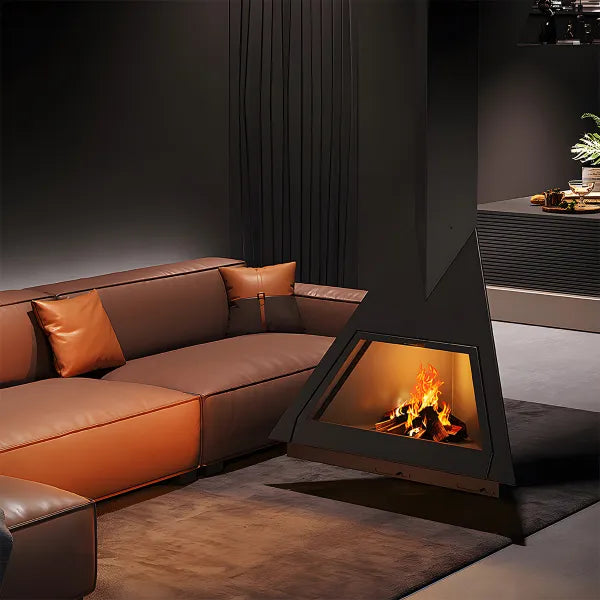 HearthArtSinn Ash 4 Triangular Hanging Wood Burning Fireplace