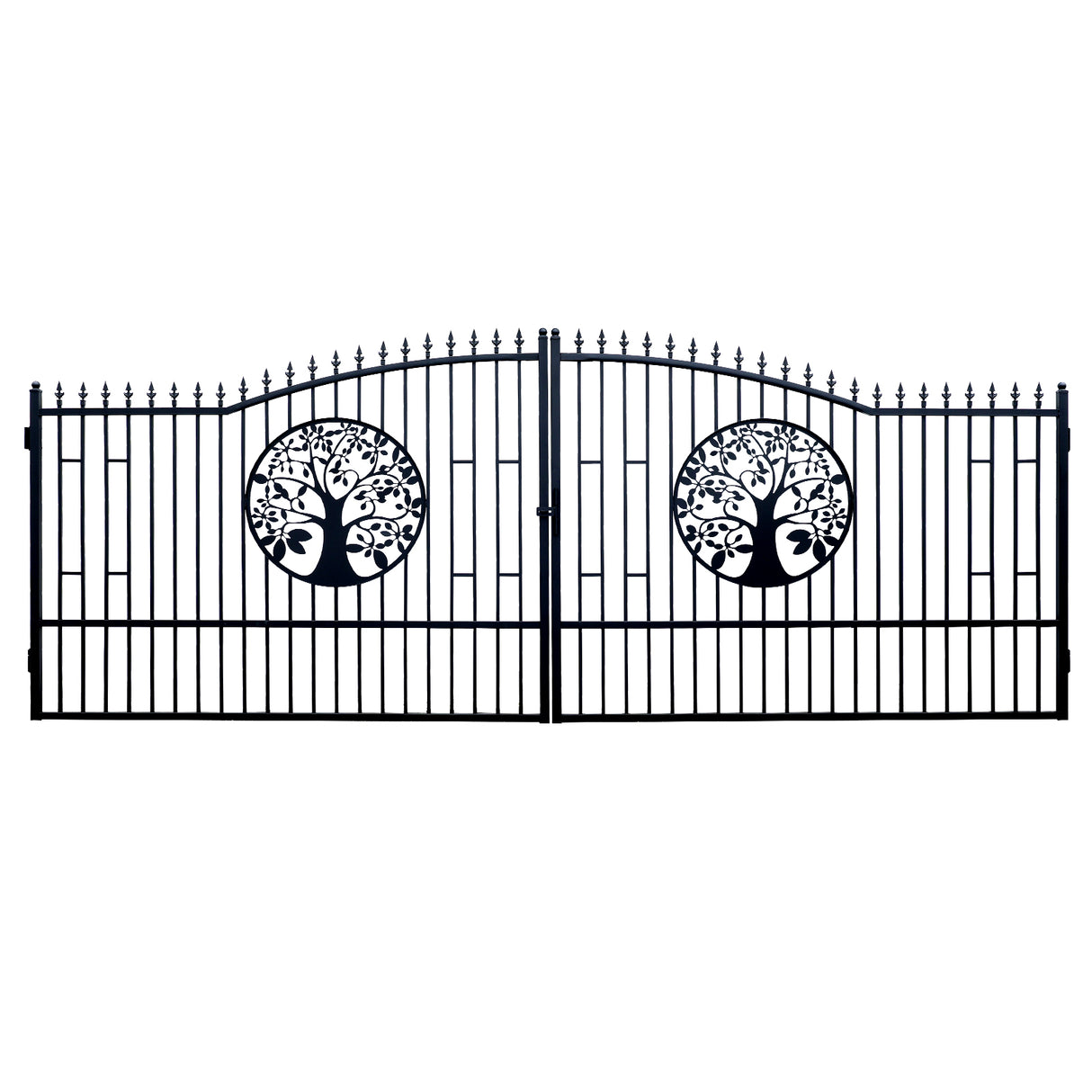 20FT Double Swing Steel Driveway Gate with Tree of Life Design
