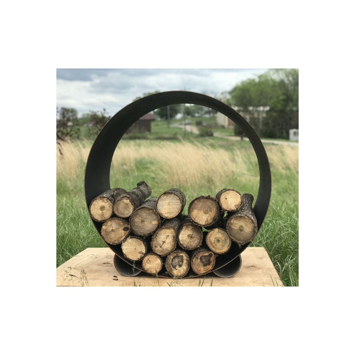 Fire Pit Art Orbital Log Wood Rack