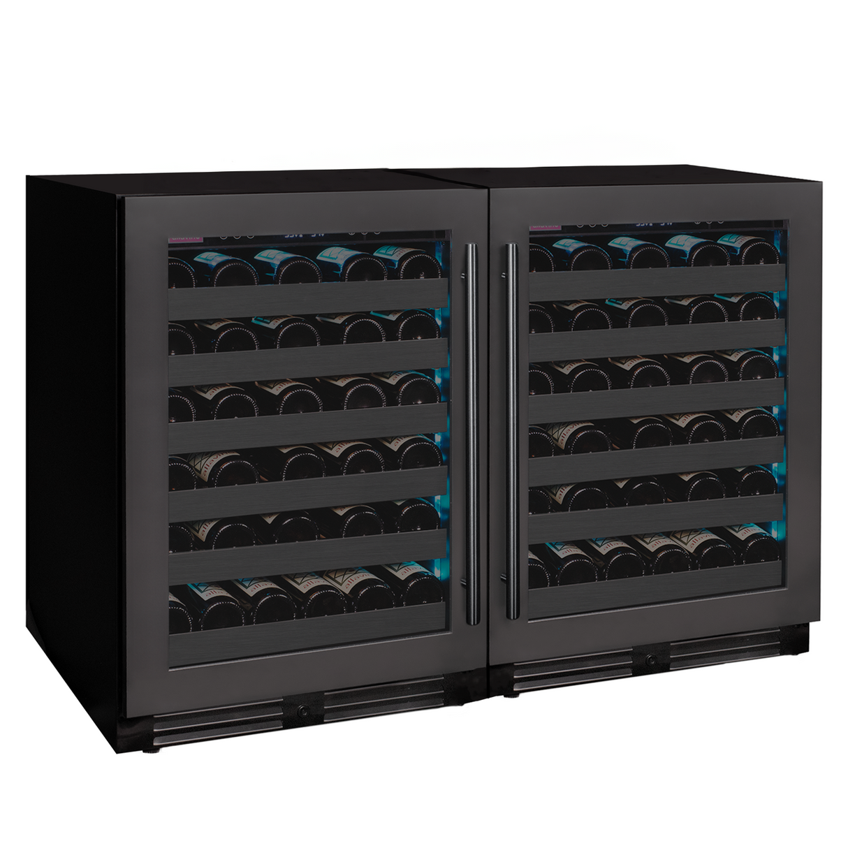 Allavino Reserva Series 100‑Bottle 34″ Tall Dual Zone Black Stainless Steel Side‑by‑Side Wine Cooler Refrigerator BF 2X‑BDW5034S‑1BS