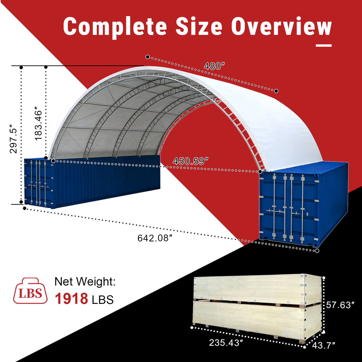 Arch Storage Shelter Single Truss Galvanized Frame Shipping Container Shelter