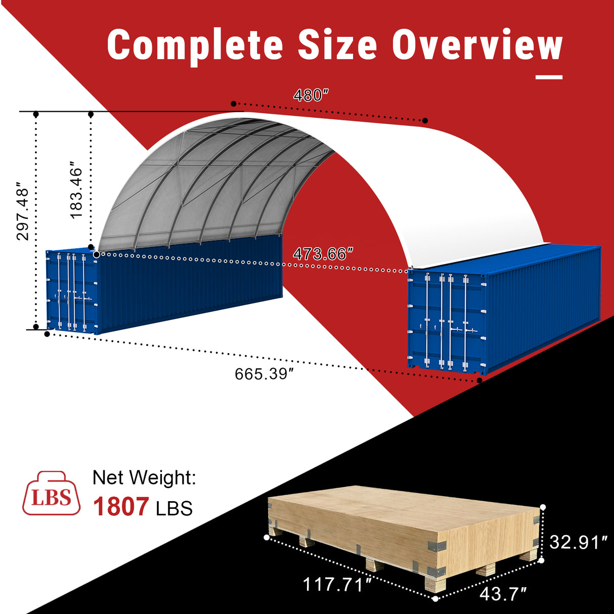 Single Truss Arch Storage Shelter Shipping Container Shelter