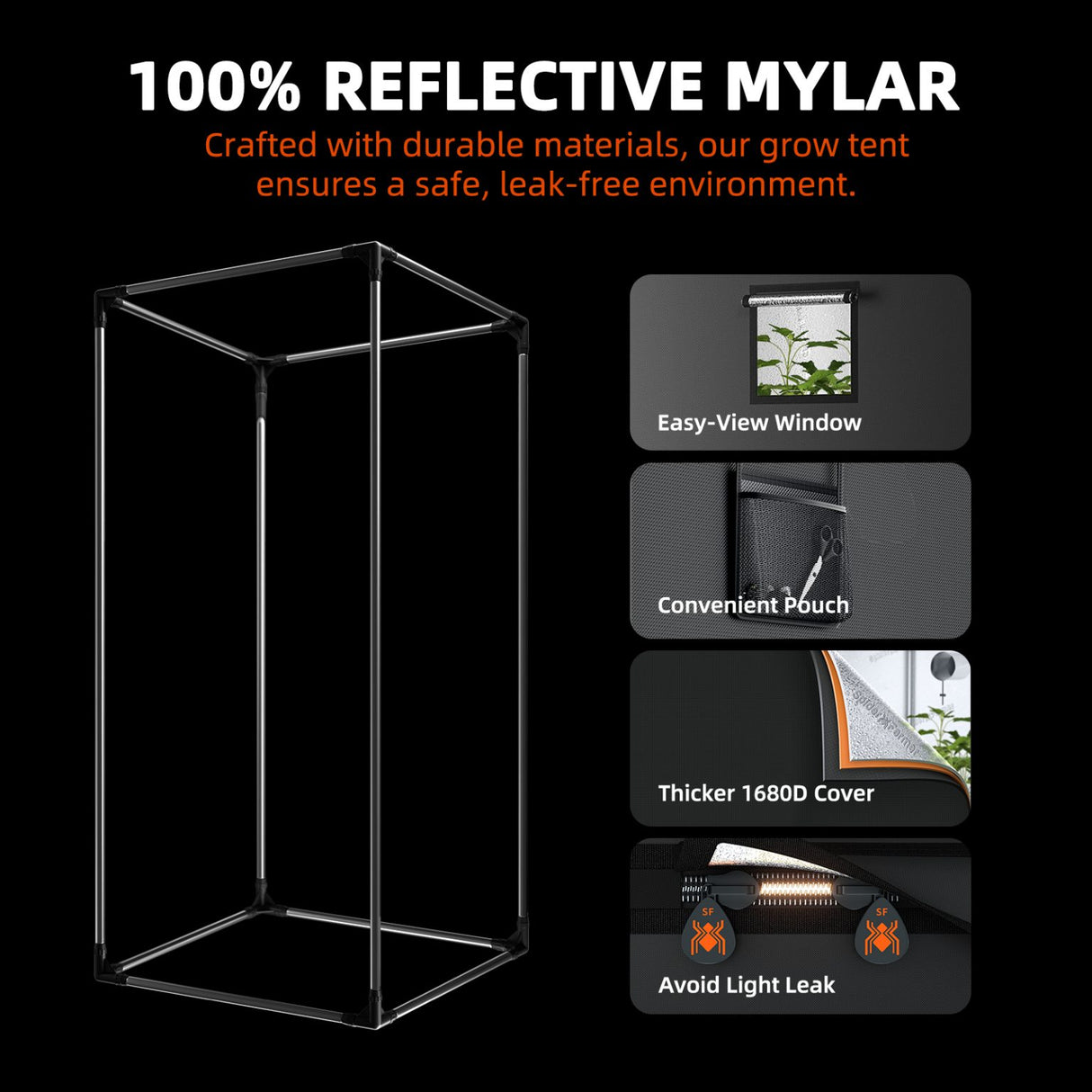 Spider Farmer 3’x3′X6′ Complete Grow Tent Kit G3000 LED Grow Light 6” Clip Fan 4” Ventilation System