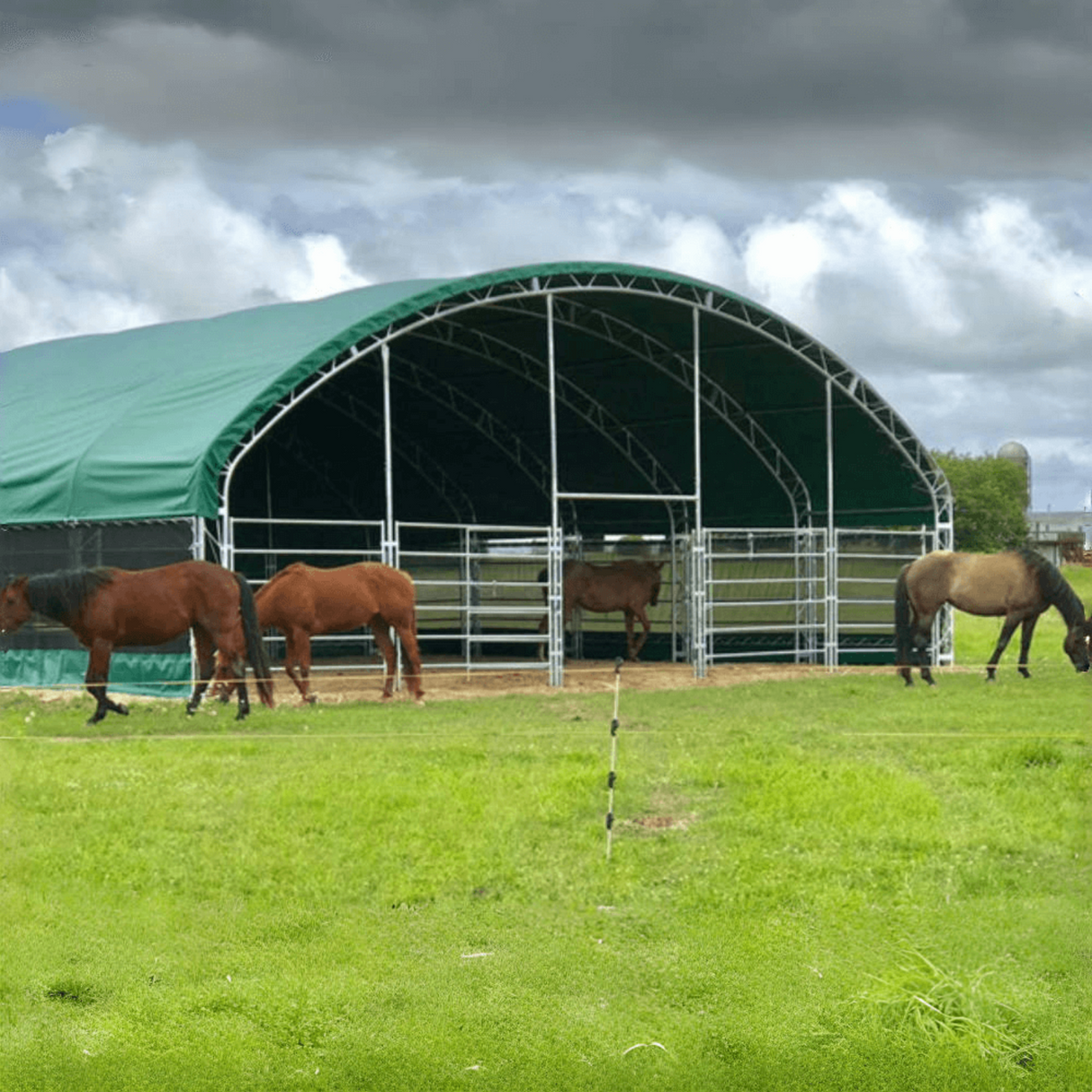 Chery Industrial 20’ x 20’ Livestock Corral Shelter with Front Door