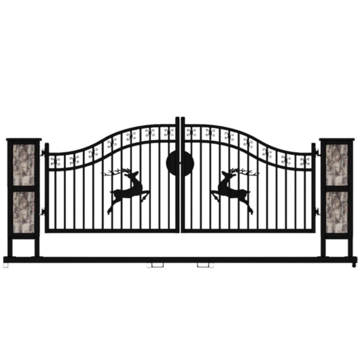 Chery Industrial 20ft Wrought Steel Garden Driveway Gate with Post