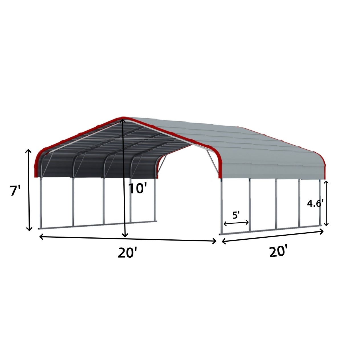 Chery Industrial 20’ x 20’ Outdoor Metal Carport Shelter
