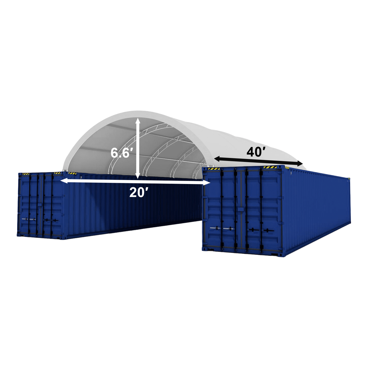 Chery Industrial Fortified Double Truss Container Shelter 20′ W × 40′ L × 6.6′ H