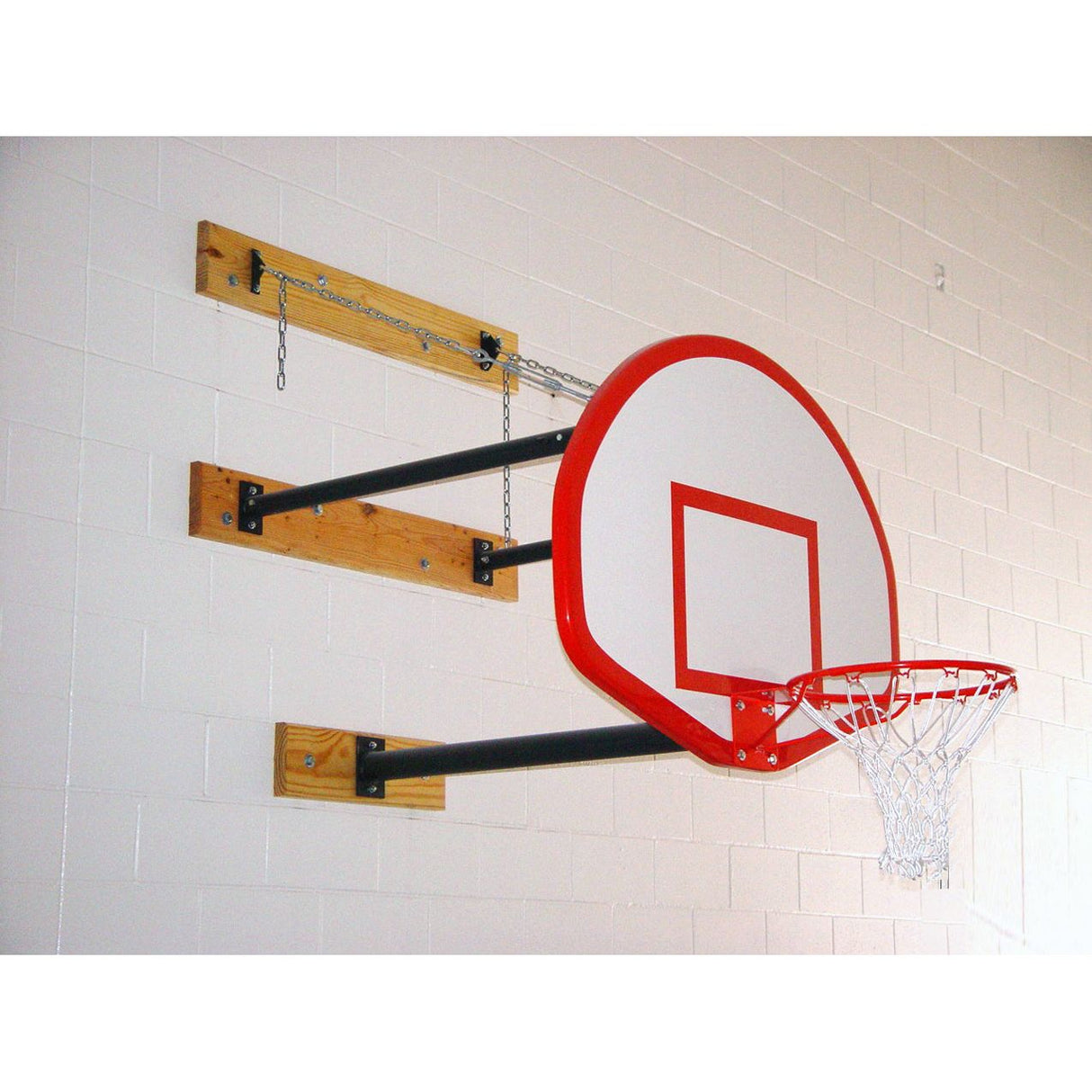Gared Direct Mount Wall Basketball Backstop 4'–6' Three-Point Stationary Telescopic Mount
