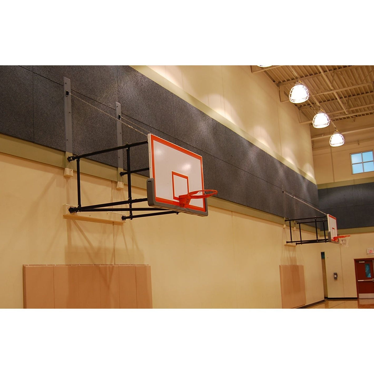 Gared Corner Mount Basketball Backstop Side‑Fold 4′–6′ Complete Wall‑Mounted Backstop