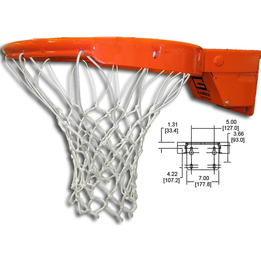 Gared Collegiate International Breakaway Basketball Rim w/ Tube Tie Net Attachment 2500I