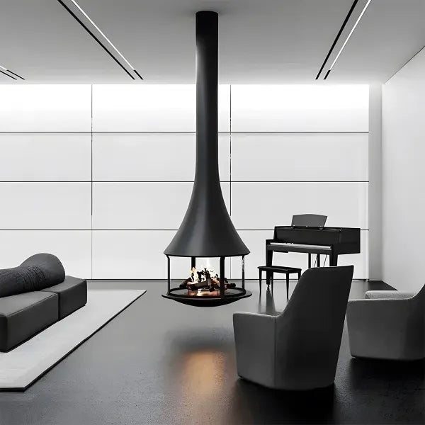 HearthArtSinn Ash 2 Cylindrical Hanging Glass Wood Burning Fireplace