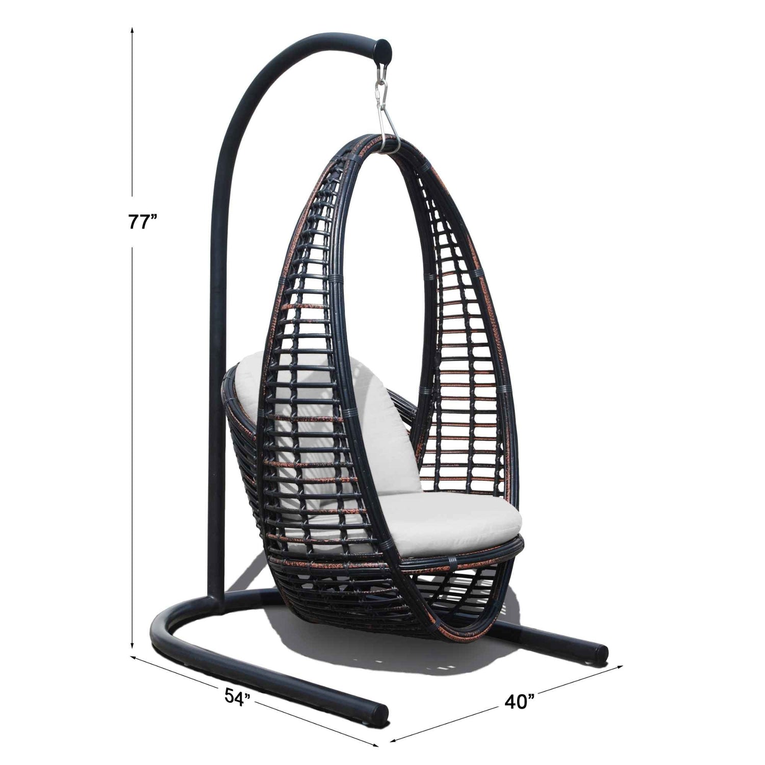 Skyline Design Heri Hanging Chair with Frame and Sunbrella Cushions