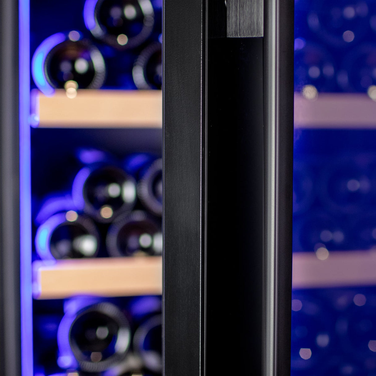 Allavino 496 Bottle Dual Zone Black Glass Side-by-Side Wine Refrigerator with Display Shelving