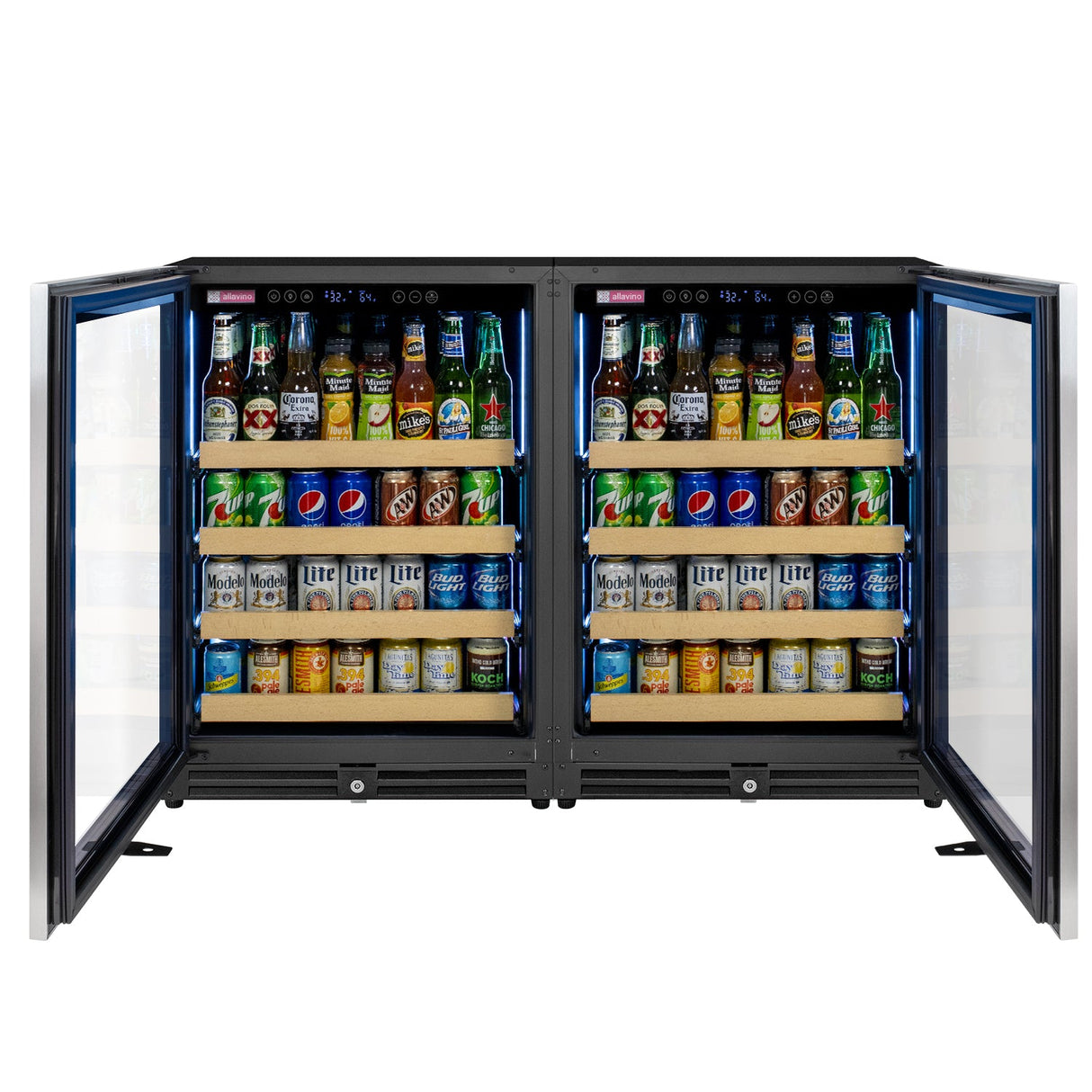 Allavino Reserva Series 46.8” Stainless Steel Side‑by‑Side Beverage Center BF 2X‑VSBC24L‑SS