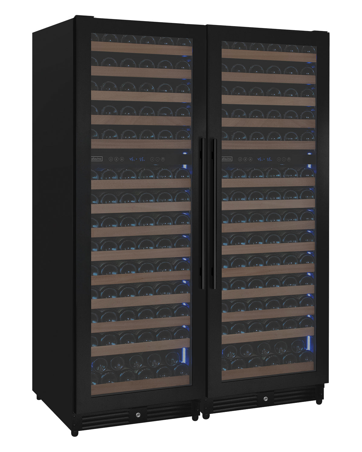 Allavino Reserva Series 308-Bottle 71″ Tall Four-Zone Black Metal Side-by-Side Wine Refrigerator BF 2X-VSW15471D-2B