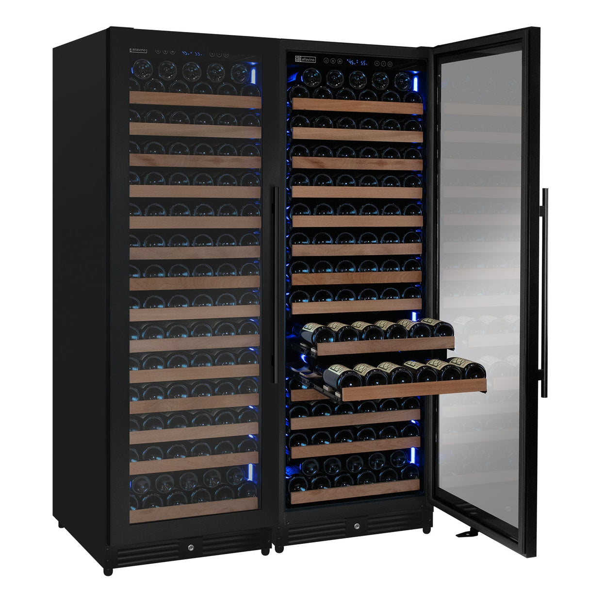 Allavino Reserva Series 326‑Bottle 71″ Tall Dual Zone Black Metal Side‑by‑Side Wine Refrigerator