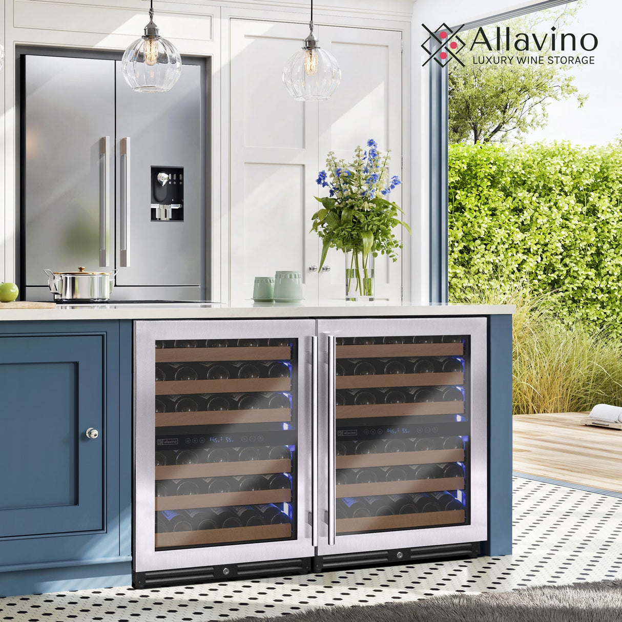 Allavino Reserva Series 102‑Bottle Four‑Zone Undercounter Wine Refrigerator Cooler with Stainless Steel Doors Side‑by‑Side BF 2X‑VSW5134D‑2S
