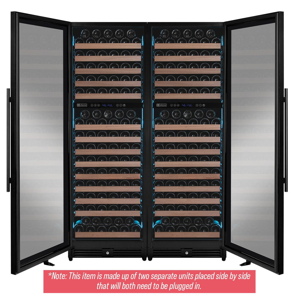 Allavino Reserva Series 344″ Four Zone Built‑In Side‑by‑Side Black Metal Wine Refrigerator