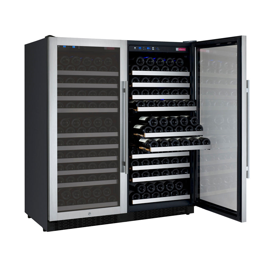 Allavino 47" Wide FlexCount II Tru‑Vino 256 Bottle Dual Zone Stainless Steel Side‑by‑Side Wine Refrigerator BF 2X‑VSWR128‑1S20