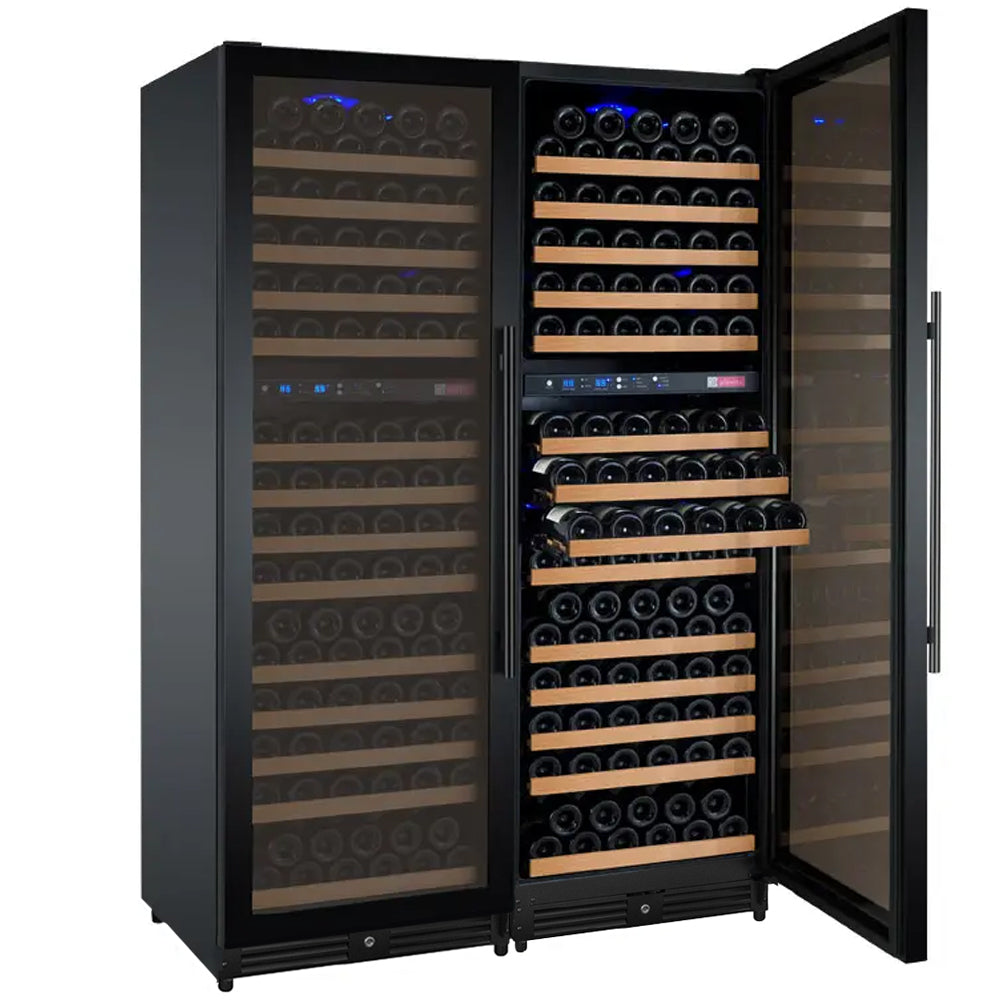 Allavino 47" Wide FlexCount II Tru‑Vino 344 Bottle Four‑Zone Black Side‑by‑Side Wine Refrigerator BF 2X‑VSWR172‑2B20
