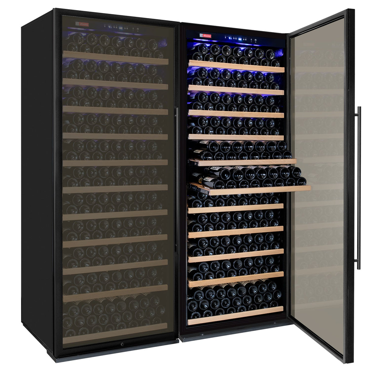 Allavino 63" Wide Vite II Tru-Vino 554 Bottle Dual Zone Black Side-by-Side Wine Refrigerator