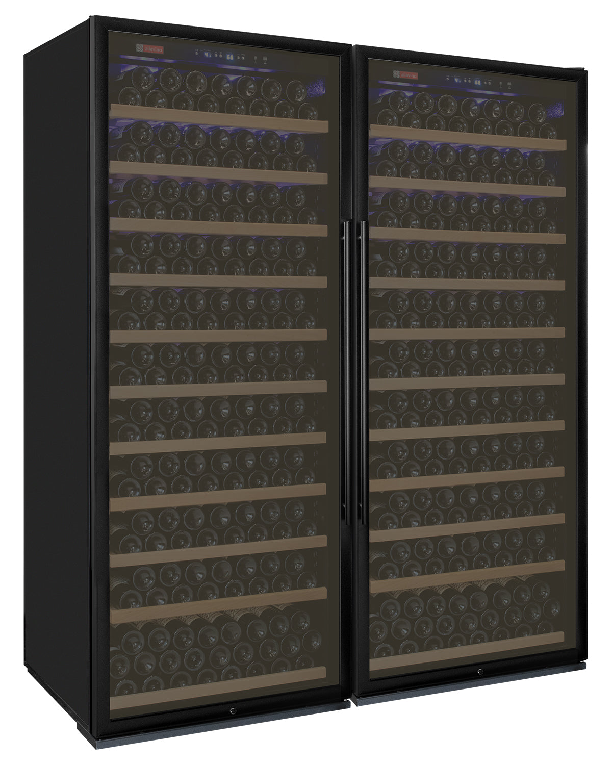 Allavino 63" Wide Vite II Tru-Vino 554 Bottle Dual Zone Black Side-by-Side Wine Refrigerator