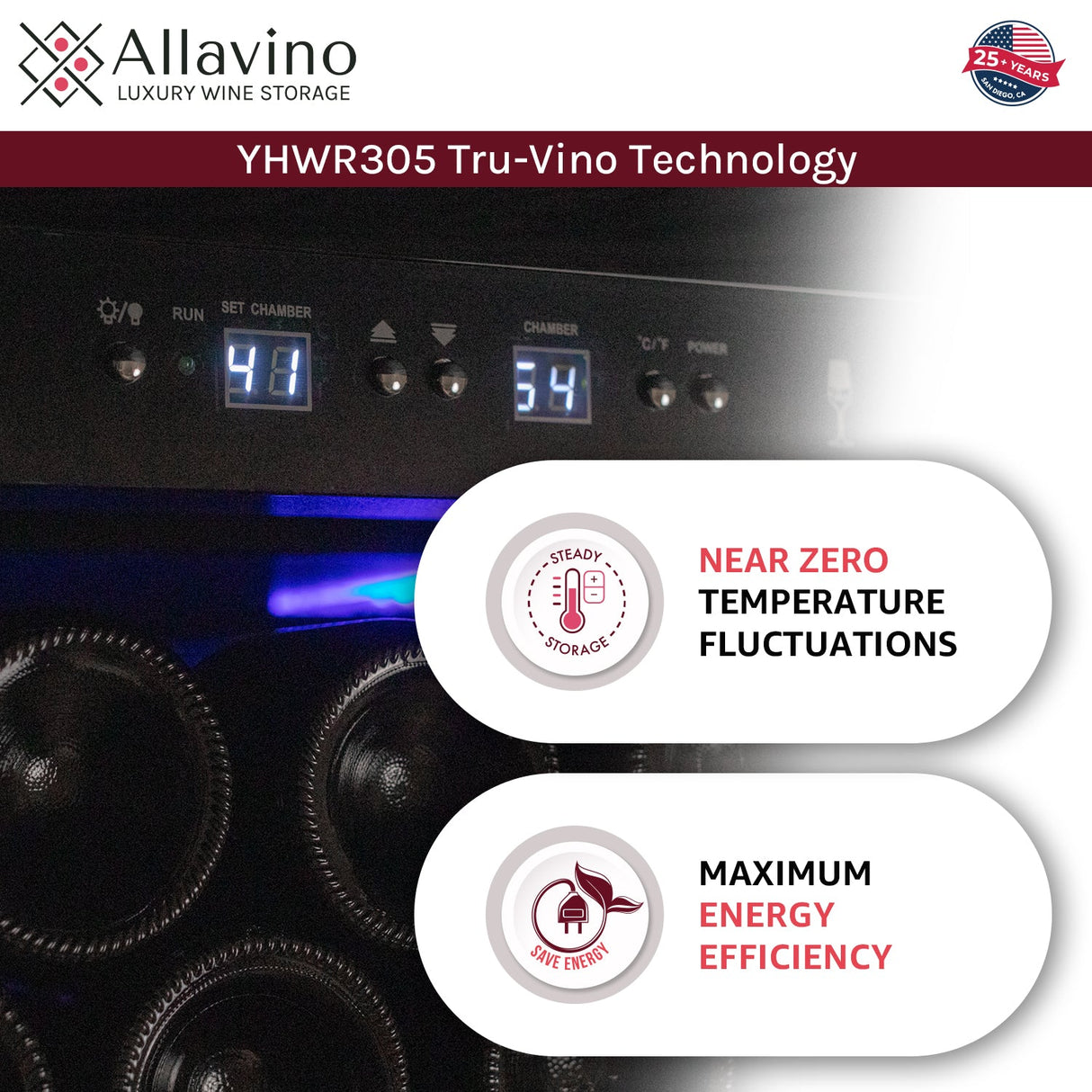 Allavino 63" Wide Vite II Tru-Vino 554 Bottle Dual Zone Black Side-by-Side Wine Refrigerator