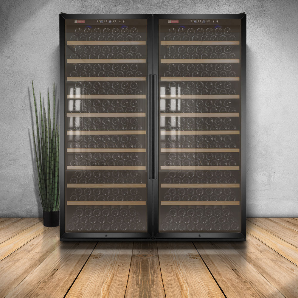 Allavino 63" Wide Vite II Tru-Vino 554 Bottle Dual Zone Black Side-by-Side Wine Refrigerator