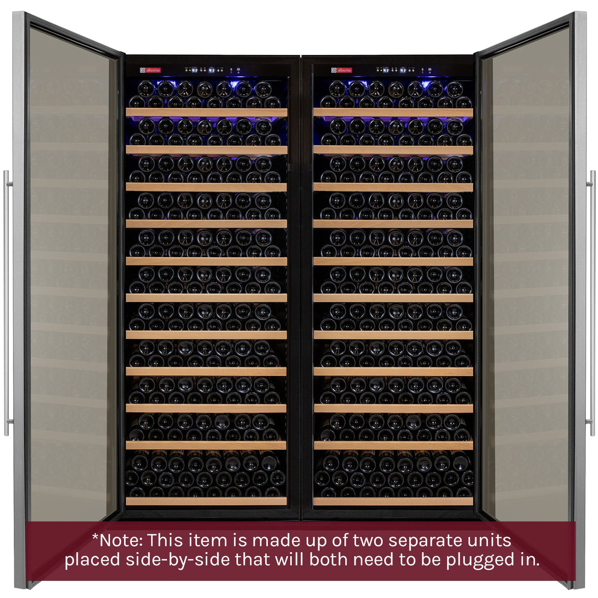 Allavino Vite II Tru-Vino 63″ 554 Bottle Dual Zone Stainless Steel Side-by-Side Wine Refrigerator