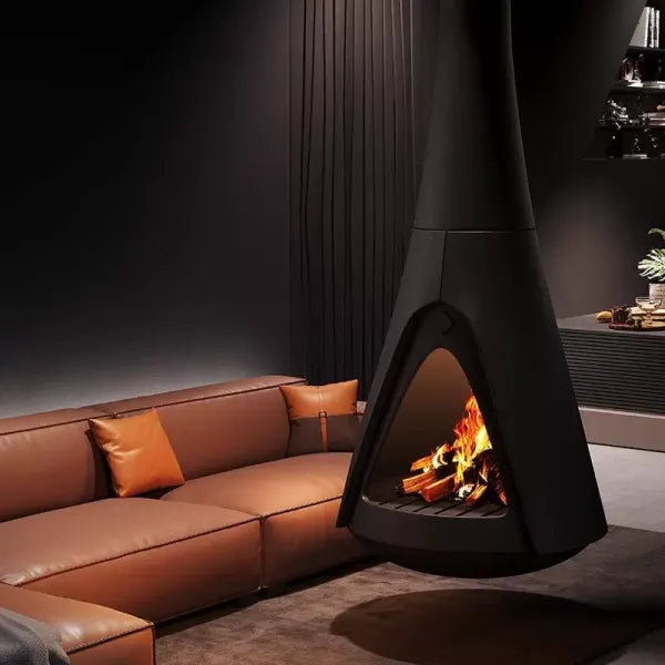 HearthArtSinn Shine 6 Luxury Indoor Hanging Fireplace Wood Burning Fireplace
