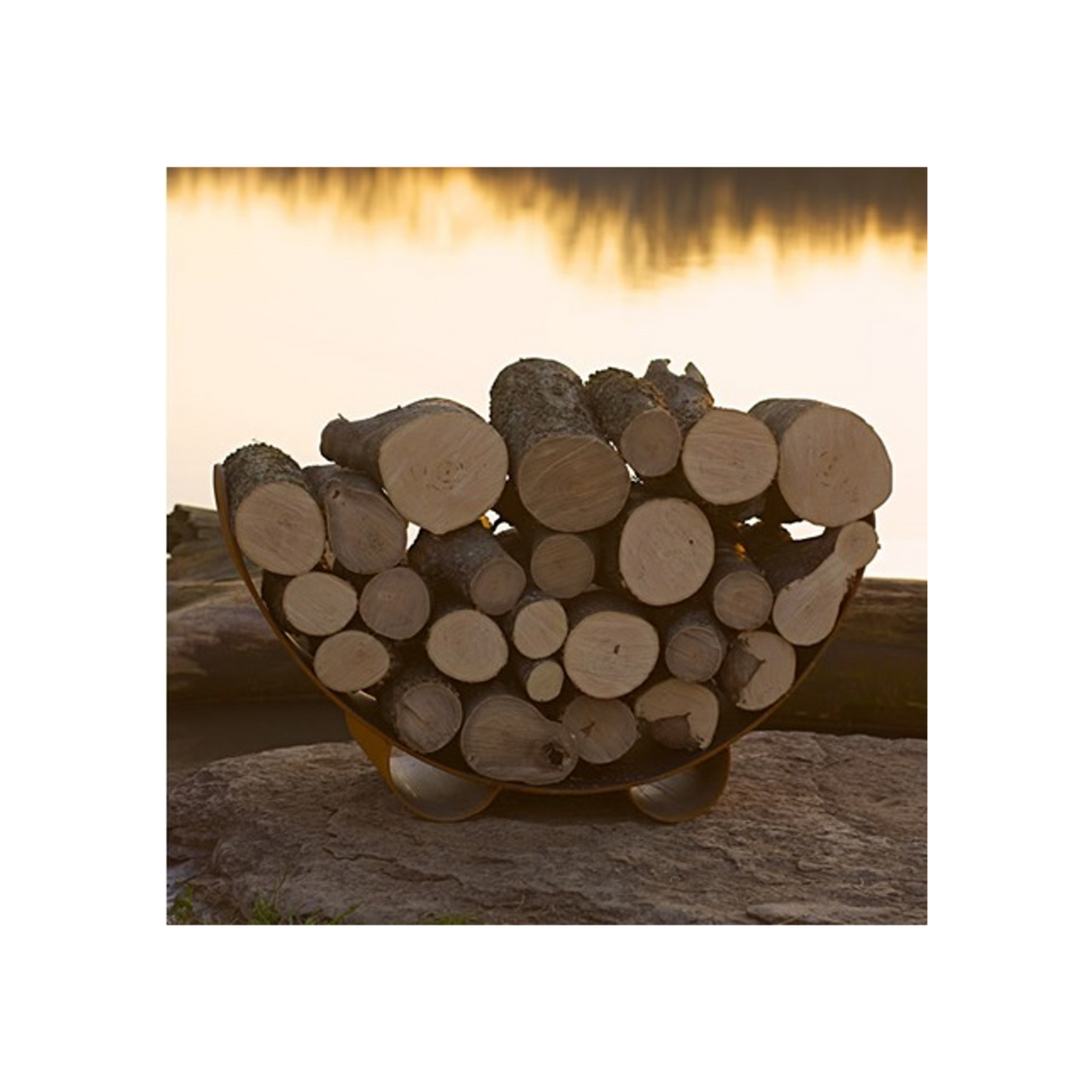 Fire Pit Art Crescent Log Wood Rack - Carbon Steel