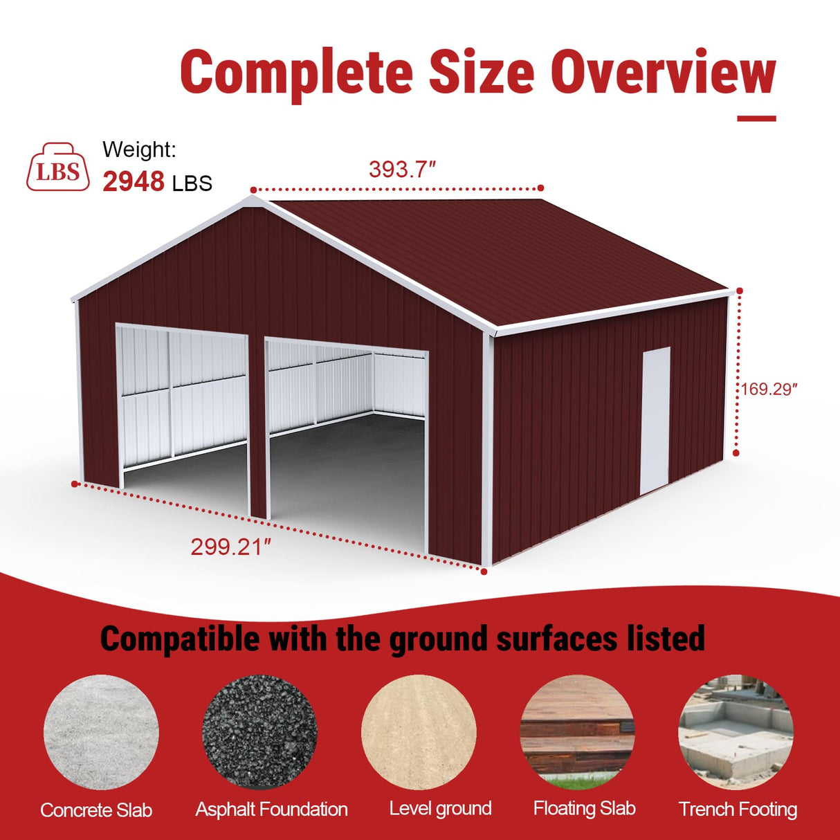 25FT × 33FT Heavy-Duty Metal Storage Shed Reinforced Steel Garage for Farm & Equipment Storage