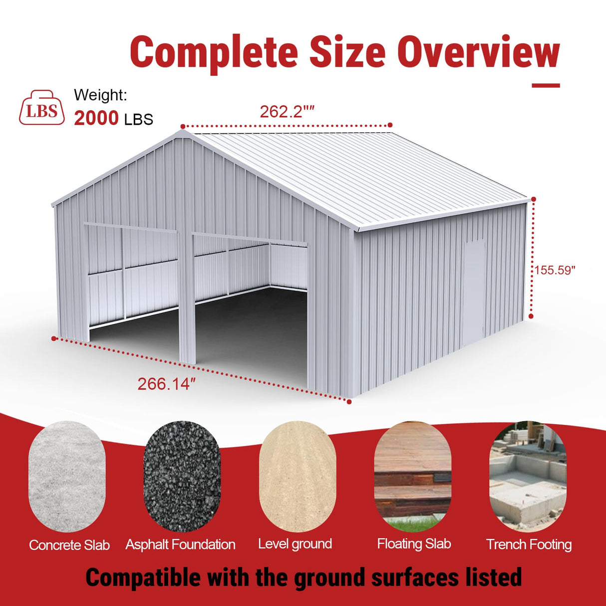 22FT × 23FT Double Garage Steel Barn Shed Cream K2223